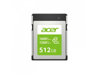 Acer CFE100 CFexpress Type B – Tốc Độ Đọc 1600 MB/s, Ghi Lên Đến 1200 MB/s, Dung Lượng 128–512 GB
